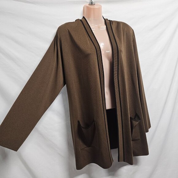 Exclusively Misook Women Open Knit Tailored Jacket Size 2X Brown - Picture 6 of 12